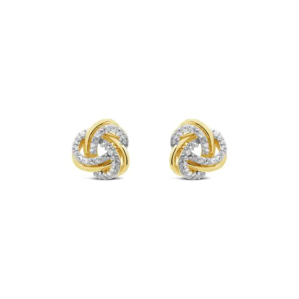 10K Yellow Gold 0.12CTW Diamond Love Knot Earrings