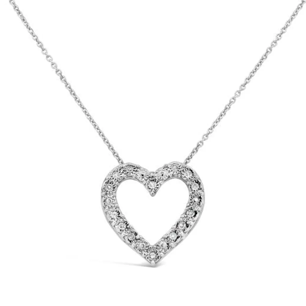 Sterling Silver 0.10CTW Diamond Heart Pendant