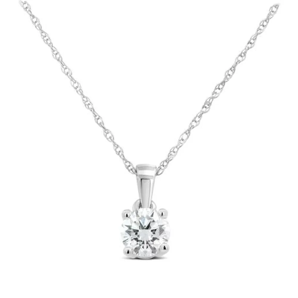 New Brilliance 14K White Gold Lab Grown 0.50CT Diamond Solitaire Pendant