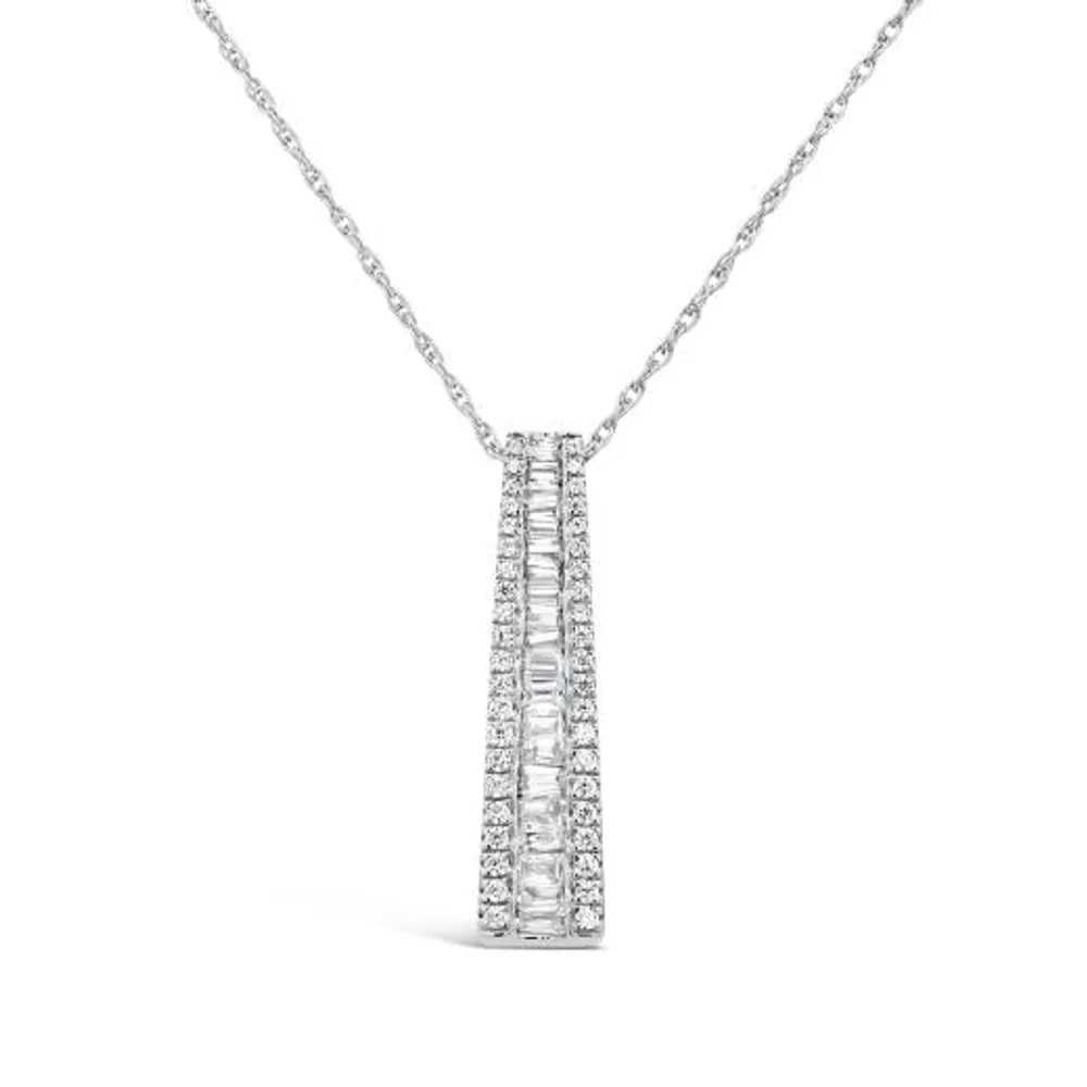 New Brilliance 10K White Gold Lab Grown 0.45CTW Diamond Bar Pendant