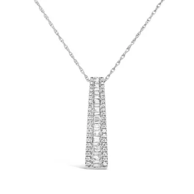 New Brilliance 10K White Gold Lab Grown 0.45CTW Diamond Bar Pendant