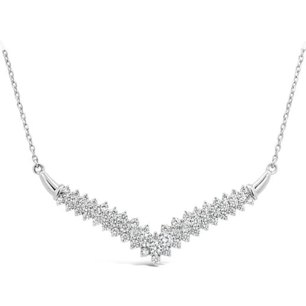 New Brilliance 10K White Gold Lab Grown 0.95CTW Diamond Chevron Necklace