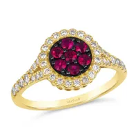 14K Honey Gold Diamond Passion Ruby Ring