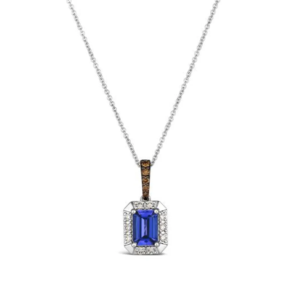 14K Vanilla Gold Blueberry Tanzanite Diamond Pendant