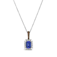 14K Vanilla Gold Blueberry Tanzanite Diamond Pendant