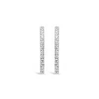 New Brilliance 10K White Gold Lab Grown 1.00CTW Diamond Round Hoop Earrings