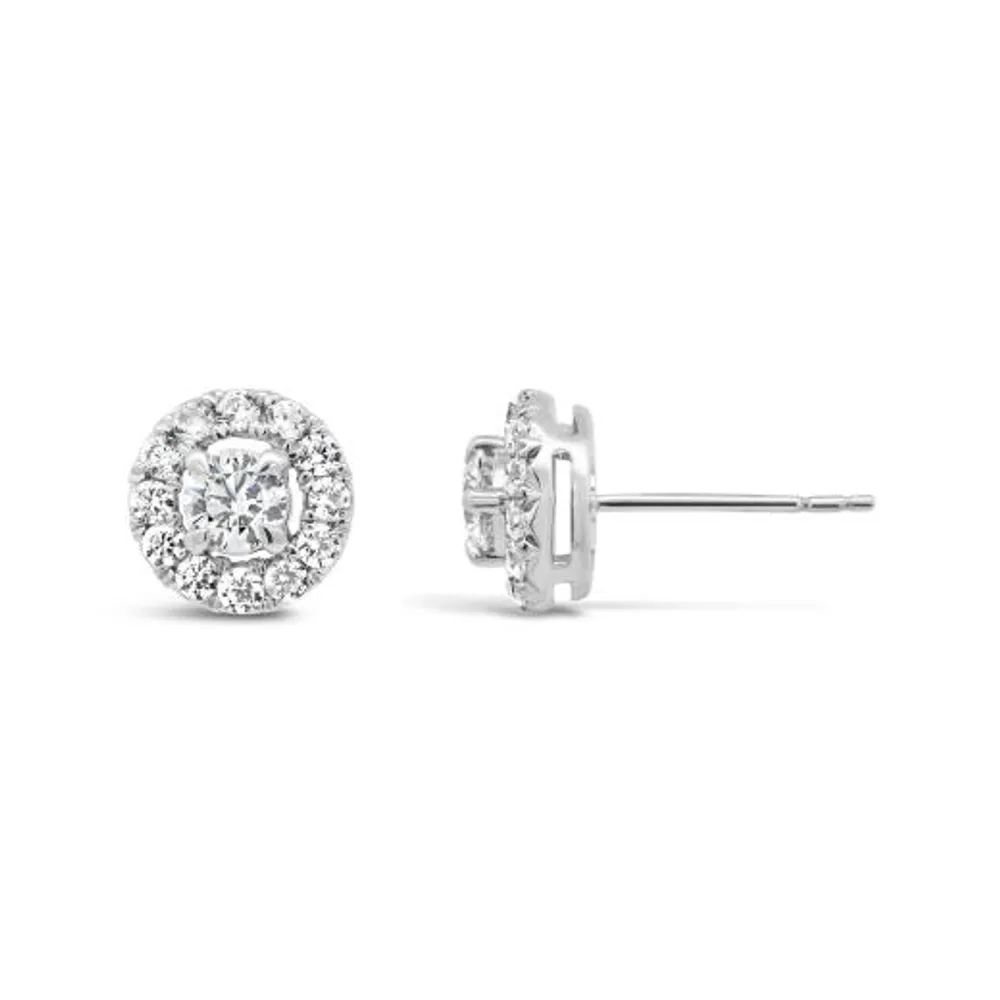 New Brilliance 10K White Gold Lab Grown 1.00CTW Diamond Stud Earrings