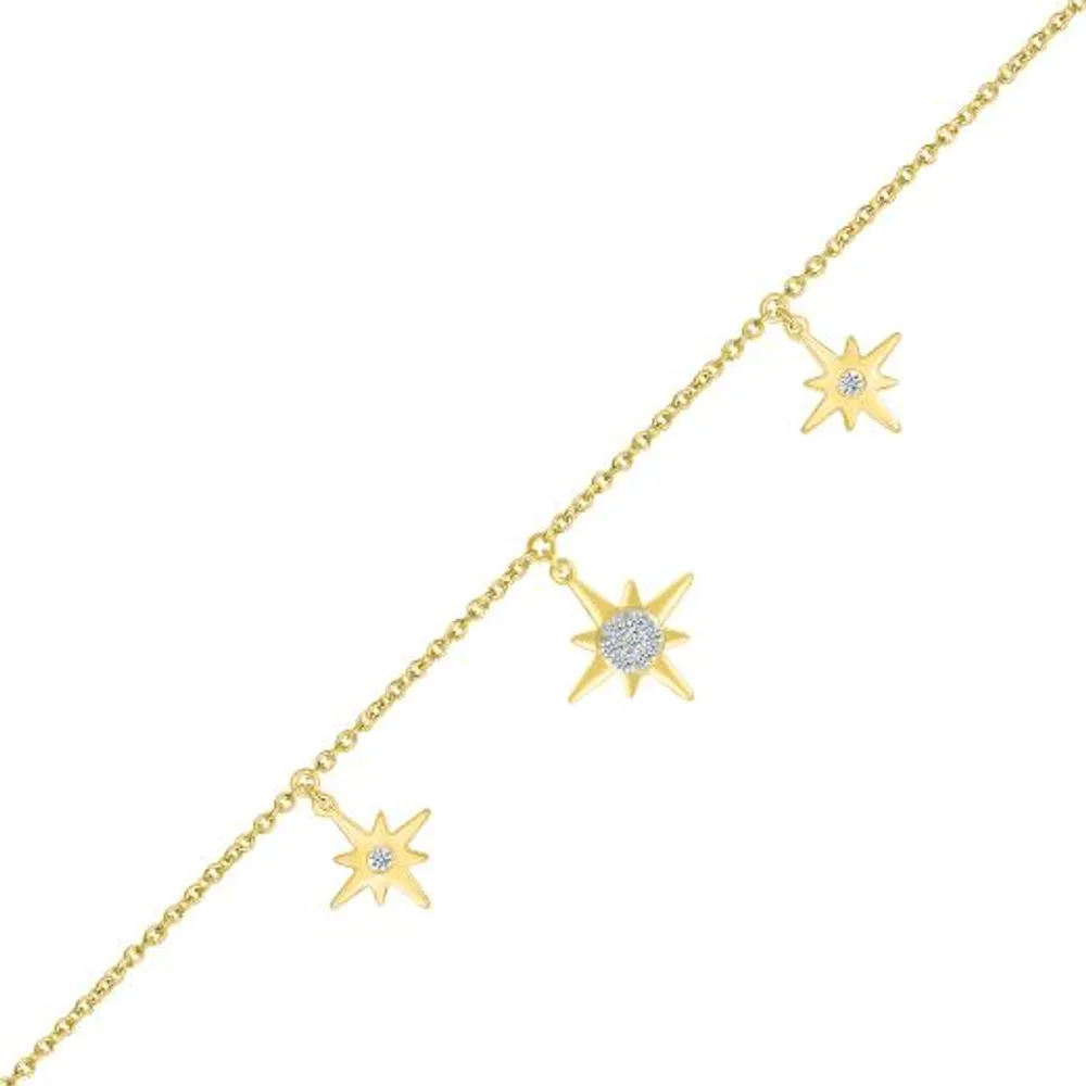 Bella Moda 10K Yellow Gold Diamond Star Anklet