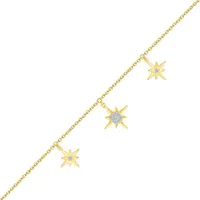 Bella Moda 10K Yellow Gold Diamond Star Anklet
