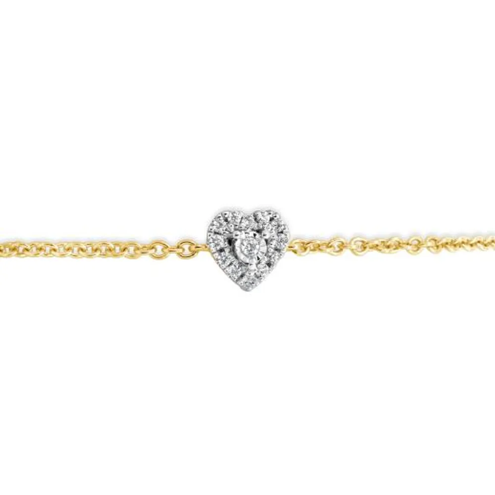 Charmables 10K Yellow Gold Heart Shaped Diamond Bracelet