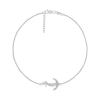 Bella Moda Sterling Silver Diamond Anchor Anklet