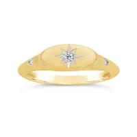 Charmables 10K Yellow Gold Diamond Oval Shaped Signet Ring