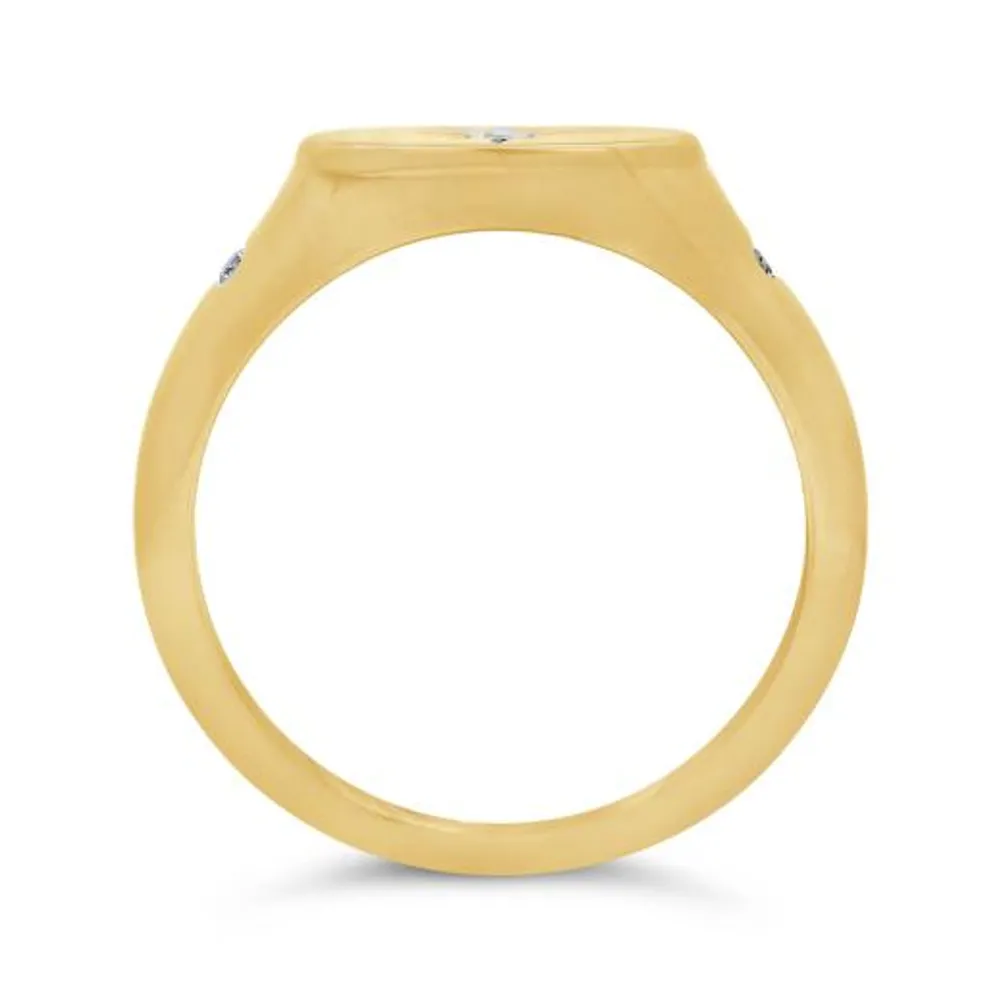 Charmables 10K Yellow Gold Diamond Oval Shaped Signet Ring