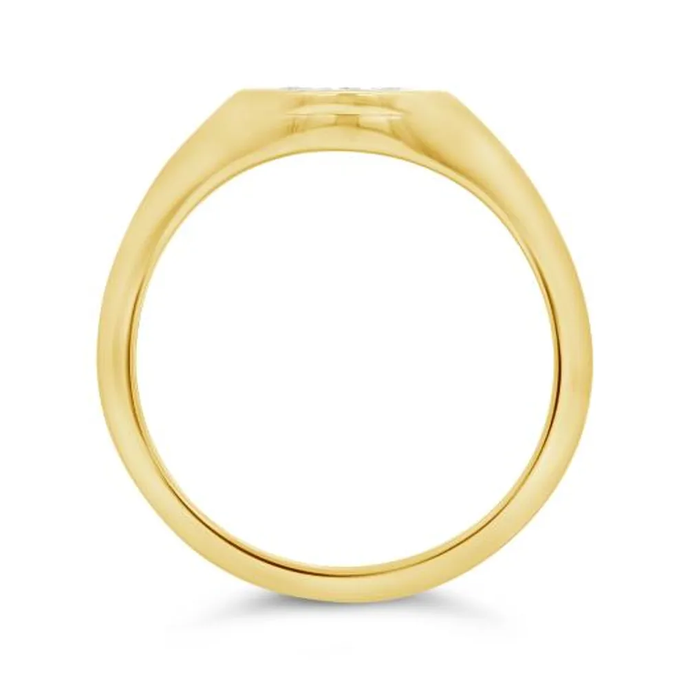 Charmables 10K Yellow Gold Diamond Horseshoe Signet Ring