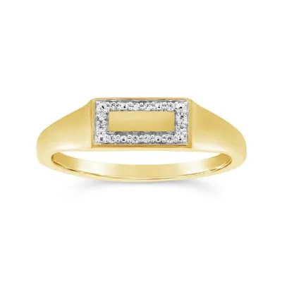 Charmables 10K Yellow Gold Diamond Rectangle Signet Ring