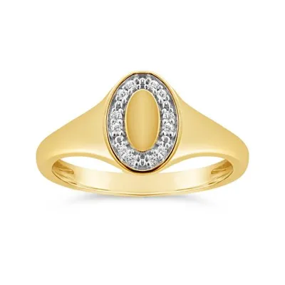 Charmables 10K Yellow Gold Diamond Oval Signet Ring