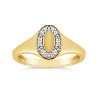 Charmables 10K Yellow Gold Diamond Oval Signet Ring