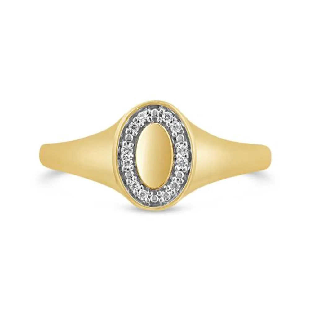 Charmables 10K Yellow Gold Diamond Oval Signet Ring