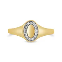 Charmables 10K Yellow Gold Diamond Oval Signet Ring