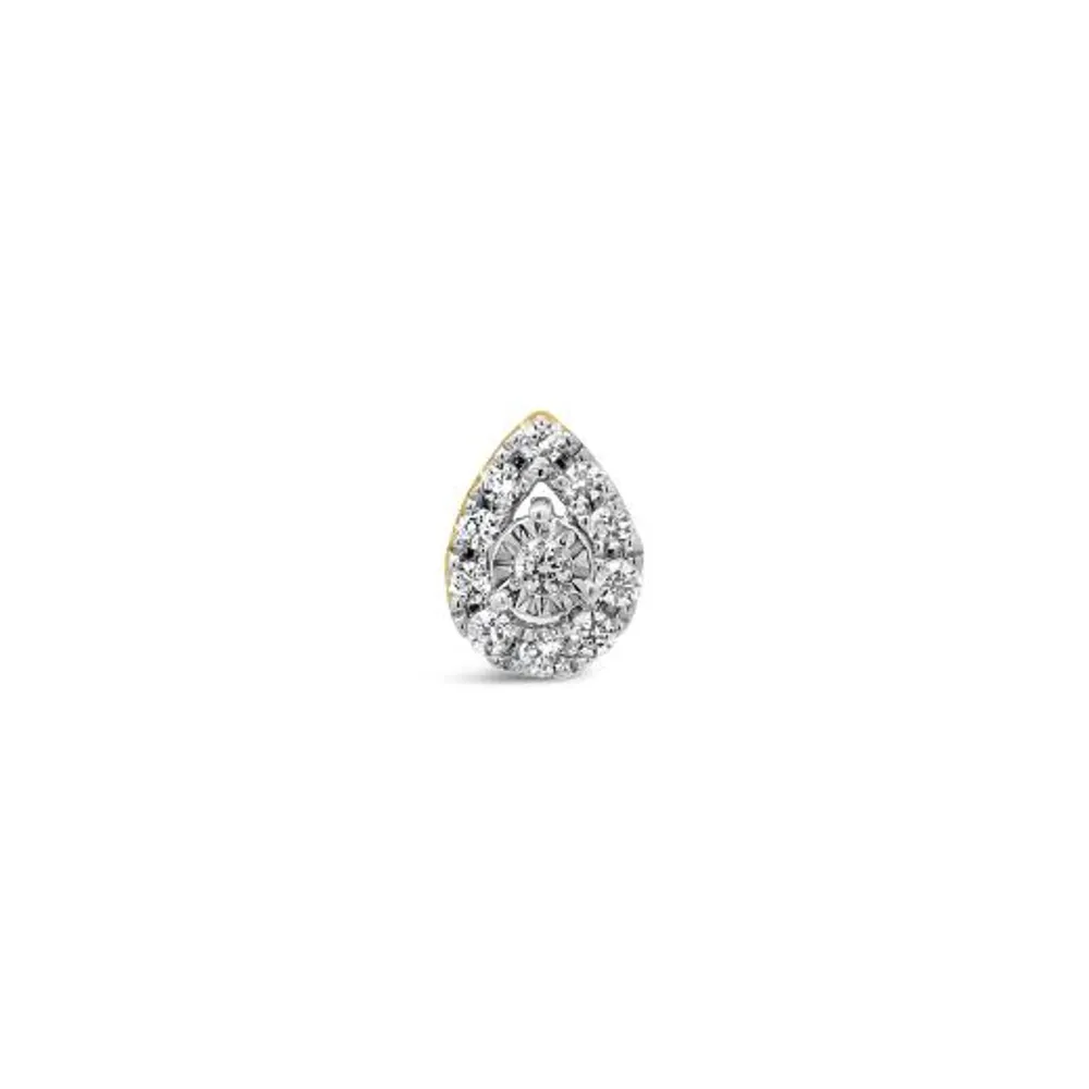 Charmables 10K Yellow Gold Diamond Pear Shaped Single Stud Earring