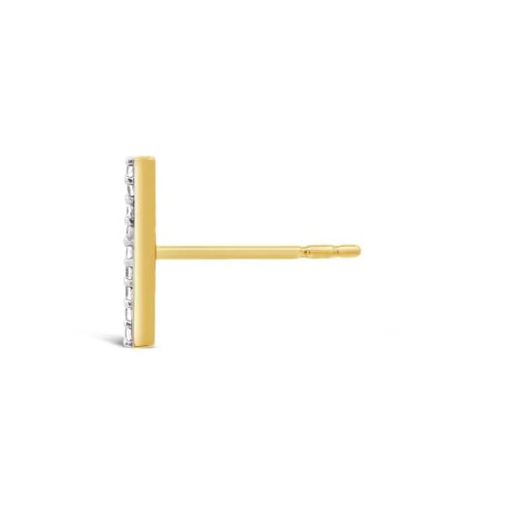 Charmables 10K Yellow Gold Diamond Single Bar Stud Earring