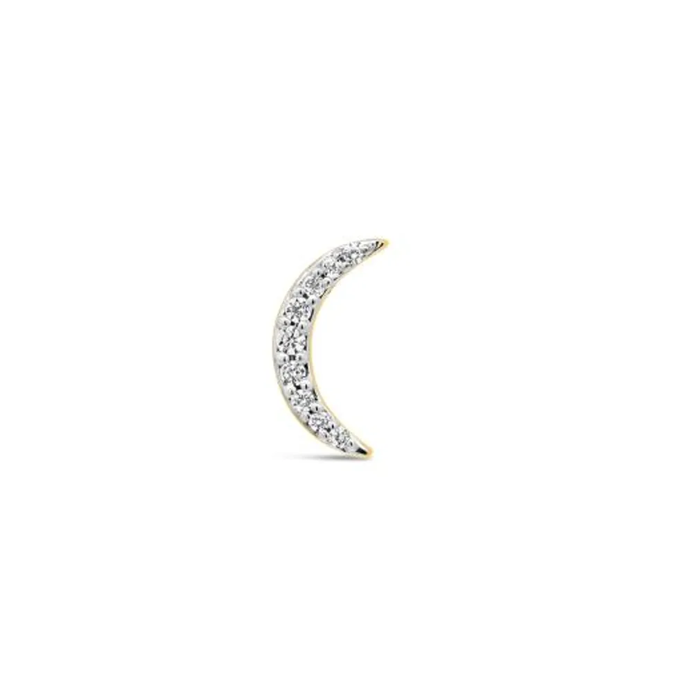 Charmables 10K Yellow Gold Diamond Single Moon Stud Earring