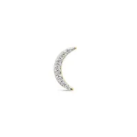 Charmables 10K Yellow Gold Diamond Single Moon Stud Earring