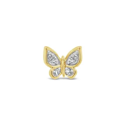 Charmables 10K Yellow Gold Diamond Single Butterfly Stud Earring