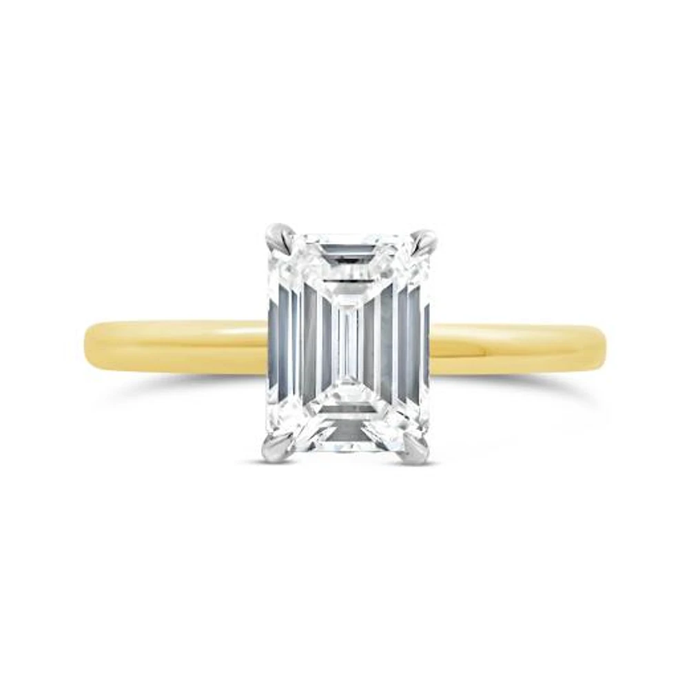 New Brilliance 14K Yellow Gold Lab Grown 2.08CTW Emerald Cut Diamond Ring