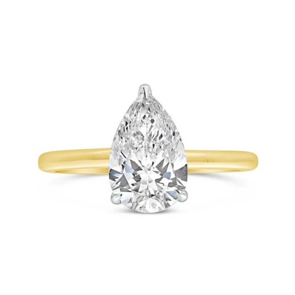 New Brilliance 14K Yellow Gold Lab Grown 2.08CTW Pear Cut Diamond Ring