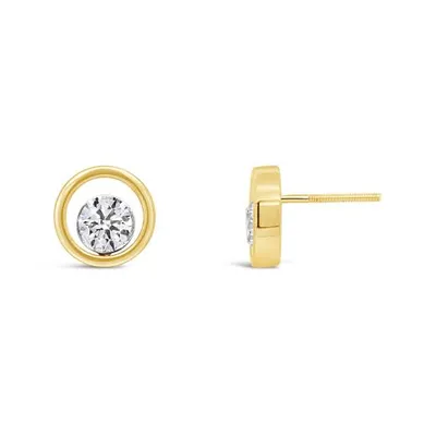 New Brilliance 14K Yellow Gold Lab Grown 1.00CTW Diamond Solitaire Stud Earrings