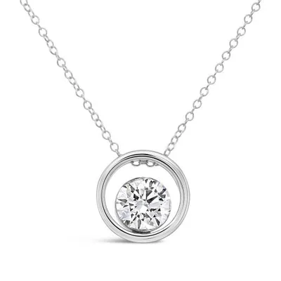 New Brilliance 14K White Gold Lab Grown 0.50CT Diamond Solitaire Pendant