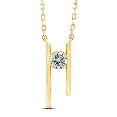 New Brilliance 10K Yellow Gold Lab Grown 0.30CT Diamond Solitaire Necklace