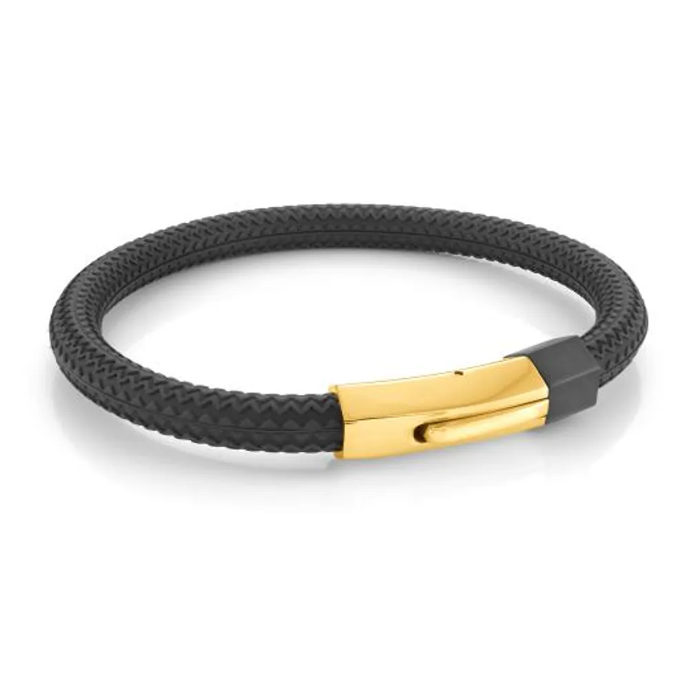 Stainless Steel Black Rubber Bracelet