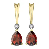 10K Yellow Gold Garnet and Diamond Earrings