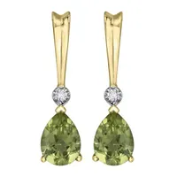 10K Yellow Gold Peridot and Diamond Earrings