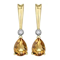 10K Yellow Gold Citrine and Diamond Earrings