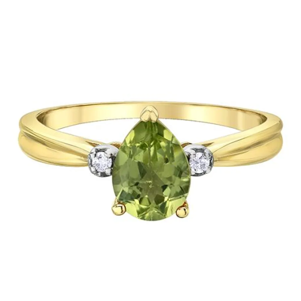 10K Yellow Gold Peridot and Diamond Ring