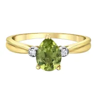 10K Yellow Gold Peridot and Diamond Ring