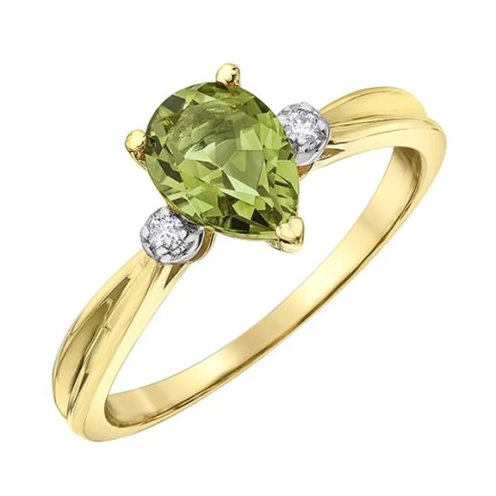 10K Yellow Gold Peridot and Diamond Ring