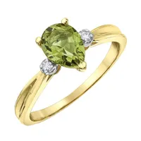 10K Yellow Gold Peridot and Diamond Ring