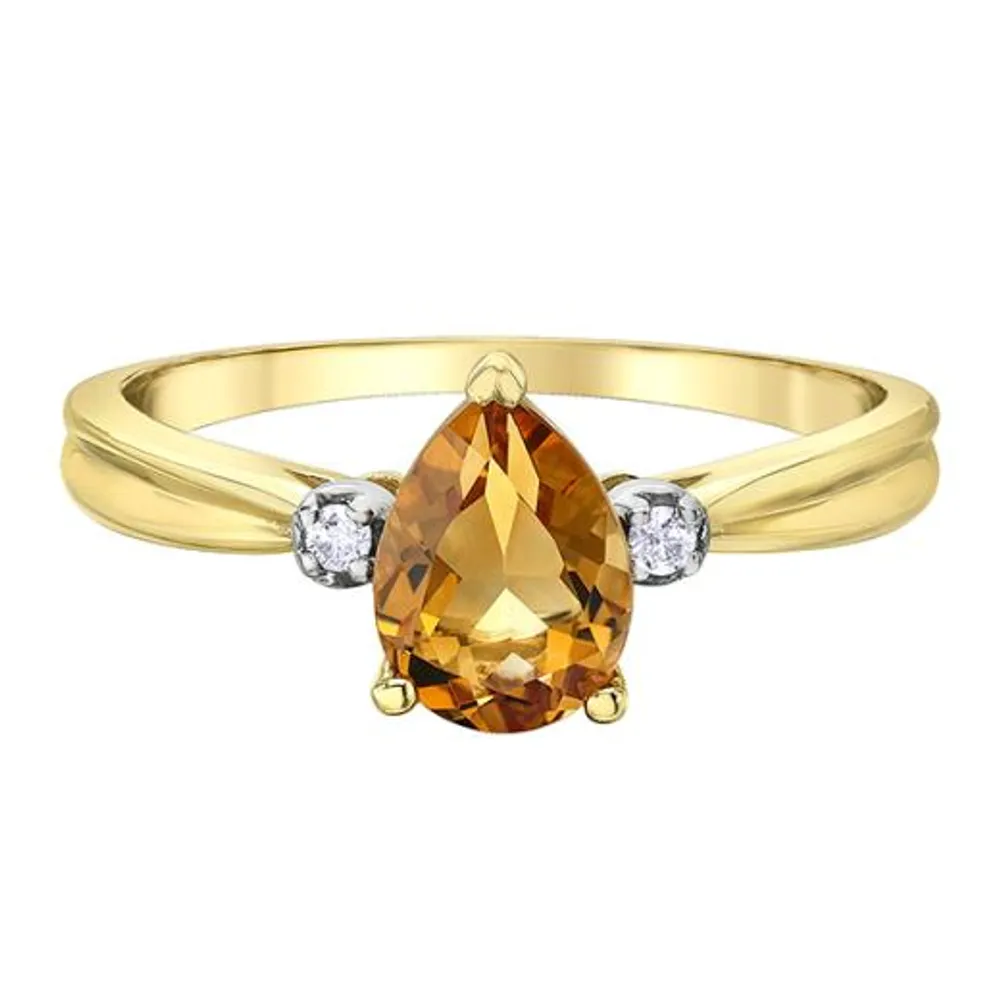 10K Yellow Gold Citrine and Diamond Ring