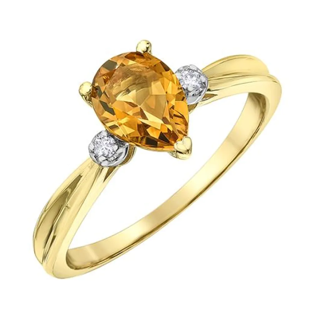 10K Yellow Gold Citrine and Diamond Ring