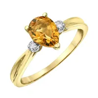 10K Yellow Gold Citrine and Diamond Ring