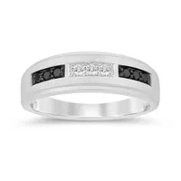 10K White Gold 0.25CTW Black and White Diamond Wedding Band