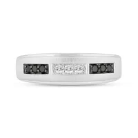 10K White Gold 0.25CTW Black and White Diamond Wedding Band