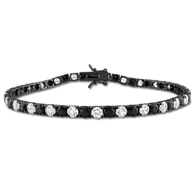 Julianna B Created White-Black Sapphire 9" Tennis Bracelet