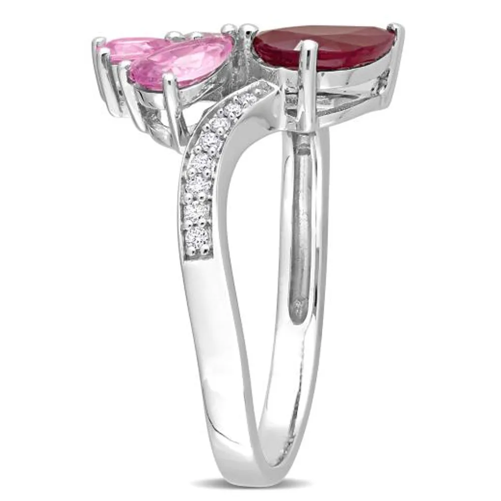 Julianna B 14K White Gold Ruby, Pink Sapphire and Diamond Ring