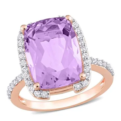 Julianna B Sterling Silver Rose Plated Amethyst and White Topaz Ring