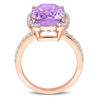 Julianna B Sterling Silver Rose Plated Amethyst and White Topaz Ring